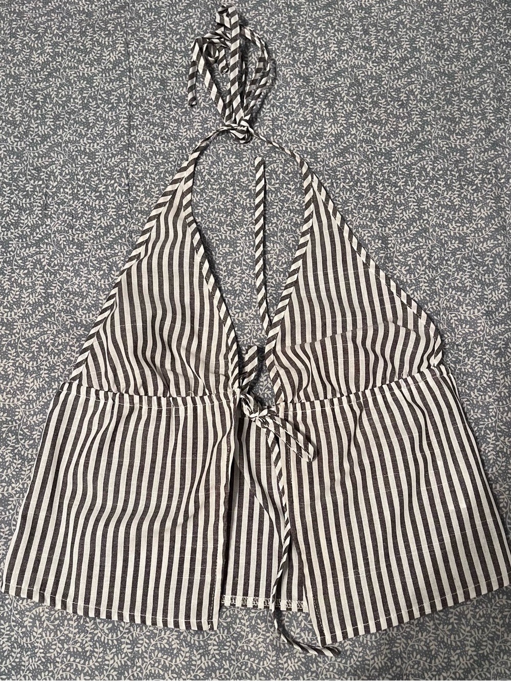 SHEIN Black and White Striped Halter Tie-Front Camisole